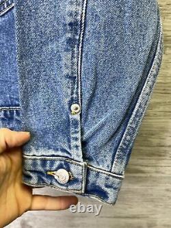 Vintage 90s Polo Ralph Lauren Denim Jacket Mens S Blue Large Flag Patch Trucker