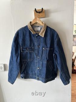 Vintage 90s Polo Ralph Lauren Dungaree Denim Bomber Jacket Size Large Kanye