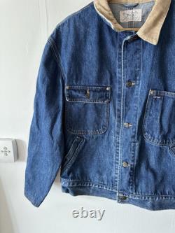 Vintage 90s Polo Ralph Lauren Dungaree Denim Bomber Jacket Size Large Kanye