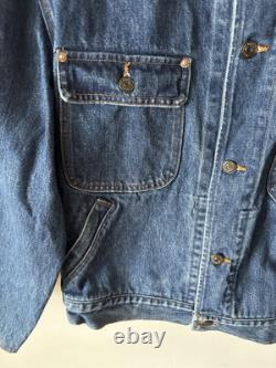 Vintage 90s Polo Ralph Lauren Dungaree Denim Bomber Jacket Size Large Kanye