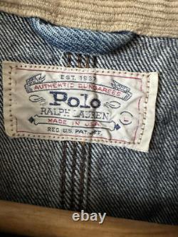 Vintage 90s Polo Ralph Lauren Dungaree Denim Bomber Jacket Size Large Kanye