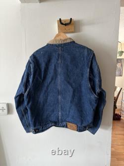 Vintage 90s Polo Ralph Lauren Dungaree Denim Bomber Jacket Size Large Kanye