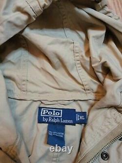 Vintage 90s Polo Ralph Lauren Jacket Size XL Khaki Hooded Jacket