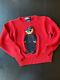 Vintage 90s Polo Ralph Lauren Knit Sweater Red Polo Bear Sunglasses Kids Size 7