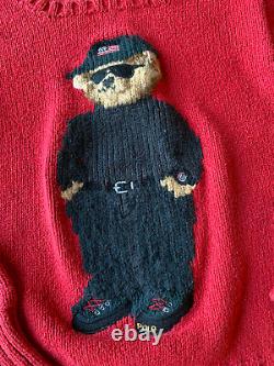 Vintage 90s Polo Ralph Lauren Knit Sweater Red Polo Bear Sunglasses KIDS Size 7