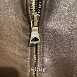 Vintage 90s Polo Ralph Lauren Leather Full Zip Bomber Brown Jacket SzL NWT