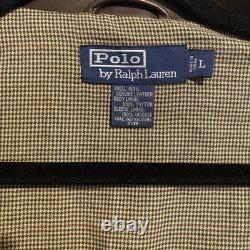 Vintage 90s Polo Ralph Lauren Leather Full Zip Bomber Brown Jacket SzL NWT