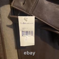 Vintage 90s Polo Ralph Lauren Leather Full Zip Bomber Brown Jacket SzL NWT