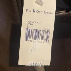 Vintage 90s Polo Ralph Lauren Leather Full Zip Bomber Brown Jacket SzL NWT