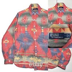 Vintage 90s Polo Ralph Lauren Medium RRL Aztec Western Navajo Pockets Shirt