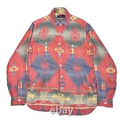 Vintage 90s Polo Ralph Lauren Medium RRL Aztec Western Navajo Pockets Shirt