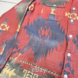Vintage 90s Polo Ralph Lauren Medium RRL Aztec Western Navajo Pockets Shirt