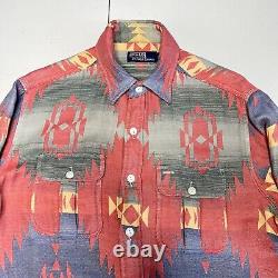 Vintage 90s Polo Ralph Lauren Medium RRL Aztec Western Navajo Pockets Shirt