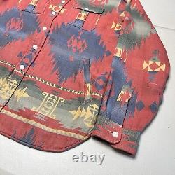 Vintage 90s Polo Ralph Lauren Medium RRL Aztec Western Navajo Pockets Shirt