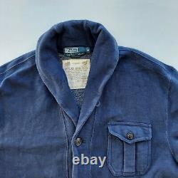 Vintage 90s Polo Ralph Lauren Mens Blue Sport Shawl Collar Cardigan Sweater Med