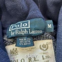 Vintage 90s Polo Ralph Lauren Mens Blue Sport Shawl Collar Cardigan Sweater Med