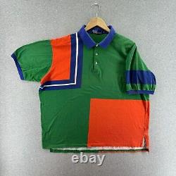 Vintage 90s Polo Ralph Lauren Mens Shirt XL Colorblock Geometric Multi Rare Logo