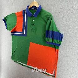 Vintage 90s Polo Ralph Lauren Mens Shirt XL Colorblock Geometric Multi Rare Logo