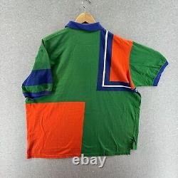 Vintage 90s Polo Ralph Lauren Mens Shirt XL Colorblock Geometric Multi Rare Logo