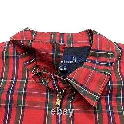 Vintage 90s Polo Ralph Lauren Plaid Harrington Jacket XL Lined Tartan Full Zip