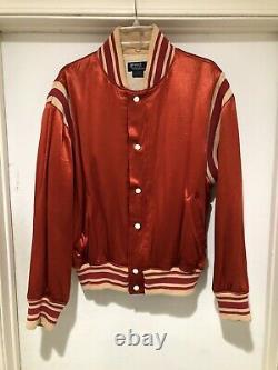 Vintage 90s Polo Ralph Lauren Polo Ball Satin Varsity Jacket Size L Made In USA