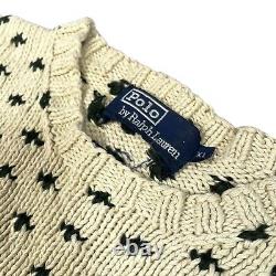 Vintage 90s Polo Ralph Lauren RL Double Bear Ski Snowflake Hand Knit Sweater