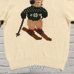 Vintage 90s Polo Ralph Lauren Ski Bear Knit Sweater Size L Turtleneck Rare