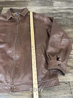 Vintage 90s Polo Ralph Lauren Soft Leather Jacket Mens XL Brown Bomber