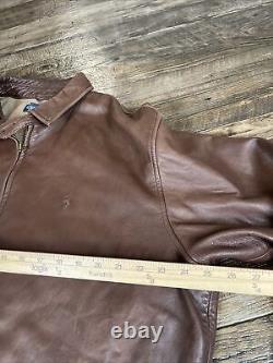 Vintage 90s Polo Ralph Lauren Soft Leather Jacket Mens XL Brown Bomber