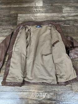 Vintage 90s Polo Ralph Lauren Soft Leather Jacket Mens XL Brown Bomber