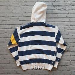 Vintage 90s Polo Ralph Lauren Stripe Crest Hoody Sweatshirt Size M