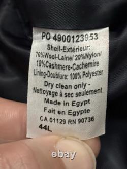 Vintage 90s Polo Ralph Lauren Wool Cashmere Blend Overcoat 44L Large Navy Blue
