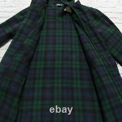 Vintage 90s Polo Ralph Lauren Wool Duffle Toggle Jacket Coat Black Watch Trench