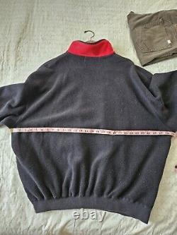 Vintage 90s Polo Sport USA Flag Quarter-Zip Ralph Lauren Fleece Sweater XL Minty
