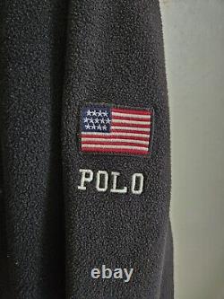 Vintage 90s Polo Sport USA Flag Quarter-Zip Ralph Lauren Fleece Sweater XL Minty