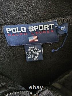 Vintage 90s Polo Sport USA Flag Quarter-Zip Ralph Lauren Fleece Sweater XL Minty