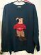 Vintage 90s Ralph Lauren Country Polo Bear Ski Sweater Hand Knit Green Tag Rare