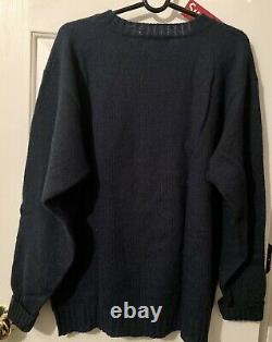 Vintage 90s RALPH LAUREN Country Polo Bear Ski Sweater Hand Knit Green Tag Rare