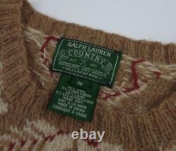 Vintage 90s Ralph Lauren Polo Country 1991 Wool Deer Plaid Pattern Sweater Rare