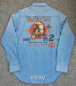 Vintage 90s Ralph Lauren Wild Wild West Show Denim Shirt Indian Sport Polo Ski