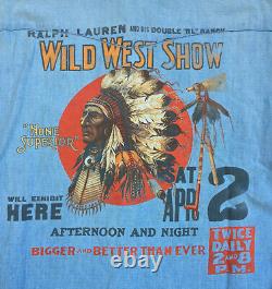 Vintage 90s Ralph Lauren Wild Wild West Show Denim Shirt Indian Sport Polo Ski