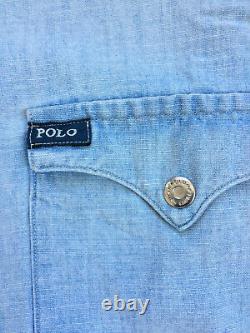 Vintage 90s Ralph Lauren Wild Wild West Show Denim Shirt Indian Sport Polo Ski