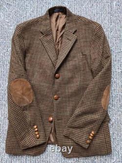 Vintage ITALY made POLO ralph lauren ANGORA tweed wool 38R brown jacket blazer