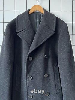 Vintage Mens POLO RALPH LAUREN Double Breasted Over Coat Wool Grey Size 40 50 L