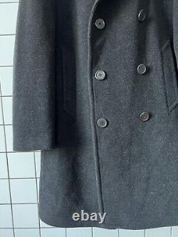 Vintage Mens POLO RALPH LAUREN Double Breasted Over Coat Wool Grey Size 40 50 L