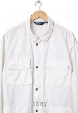 Vintage Mens POLO RALPH LAUREN Field Jacket Military Coat White Size L