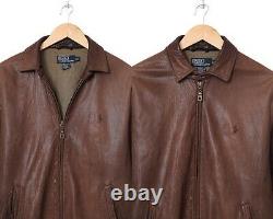 Vintage Mens POLO RALPH LAUREN Harrington Jacket Leather Brown Size S
