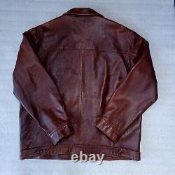 Vintage Mens POLO RALPH LAUREN Jacket Coat Leather Brown Size L