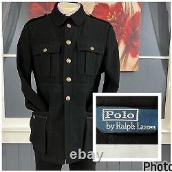 Vintage Mens POLO RALPH LAUREN Jacket Field Coat Military Blazer Chore XL Wool