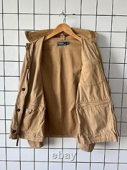 Vintage Mens POLO RALPH LAUREN Jacket Work Utility Cargo Chore Coat Beige Size S